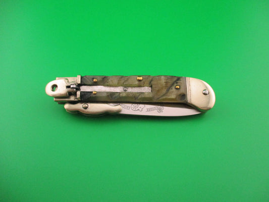 Pocket knife on a green background