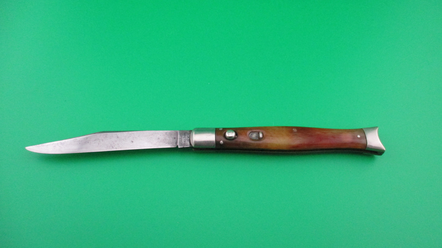 SCHRADE WALDEN Fishtail Horn celluloid w/bolsters #151 switchblade knife