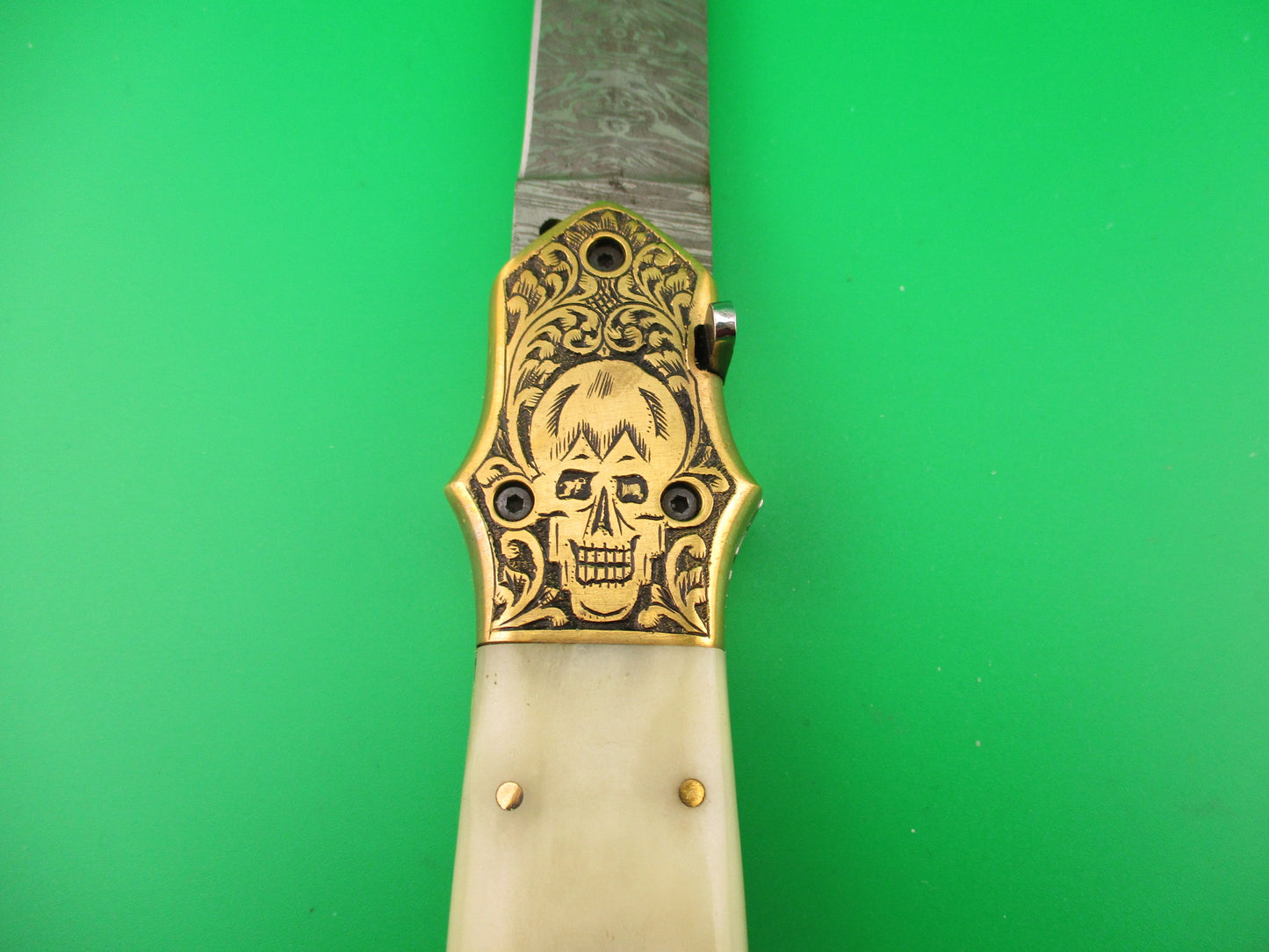 Grim Reaper Skull Button 29cm Custom Automatic Knife by Orang Zaib