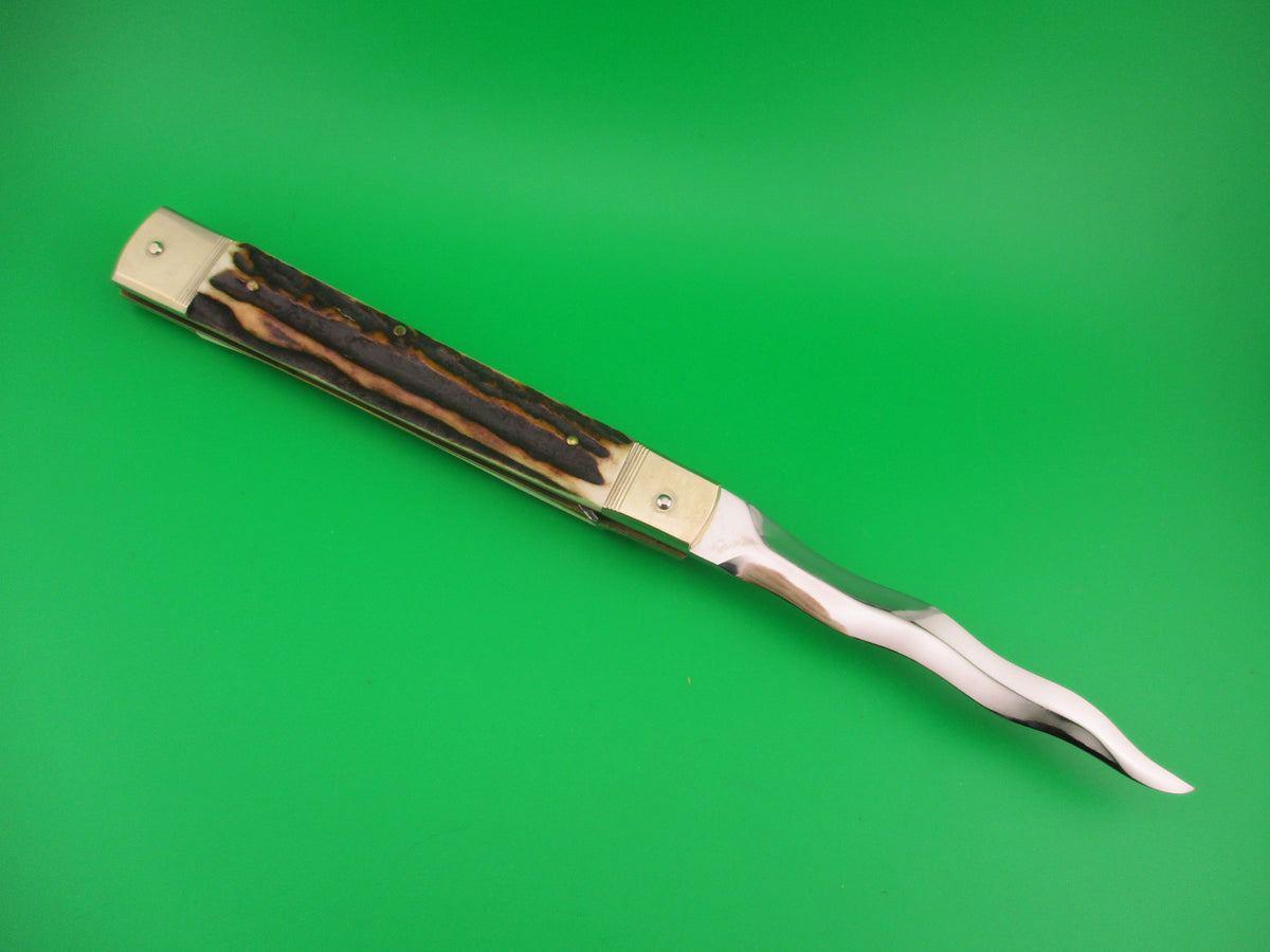 Hubertus 14cm German 10 inch open Slimline Stag KRIS blade Lever automatic knife