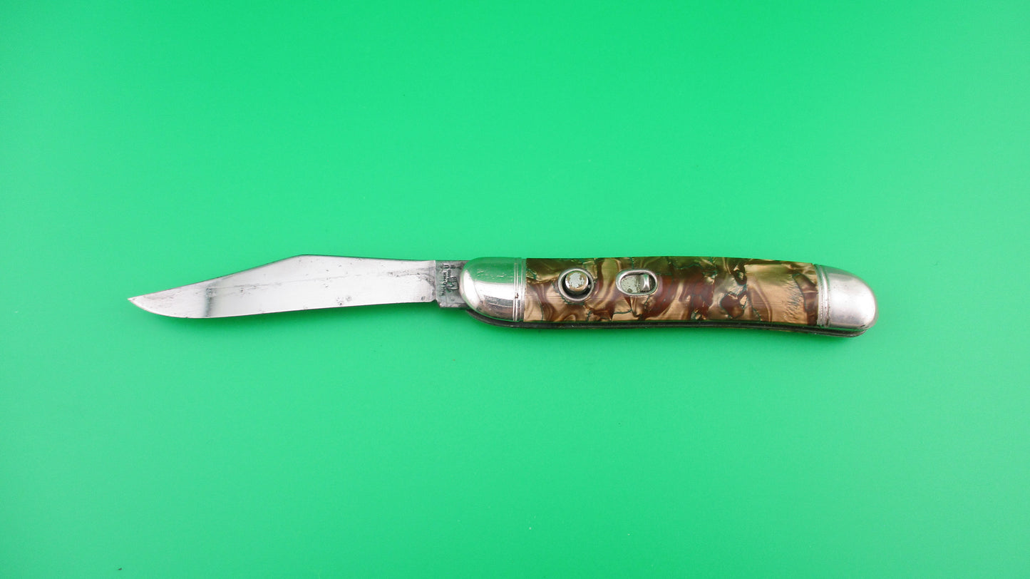 Hammer Brand Imperial Serpentine Jack Copper Pearl switchblade knife