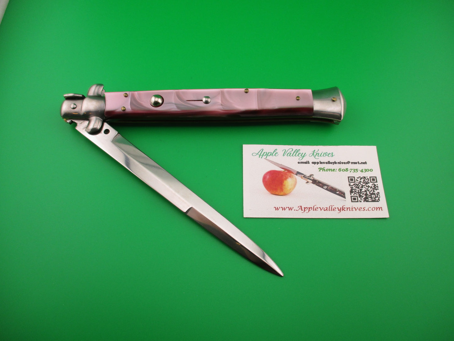 AKC MADE IN ITALY 33cm Italian Swivel Bolster Purple Acrylic automatic knife