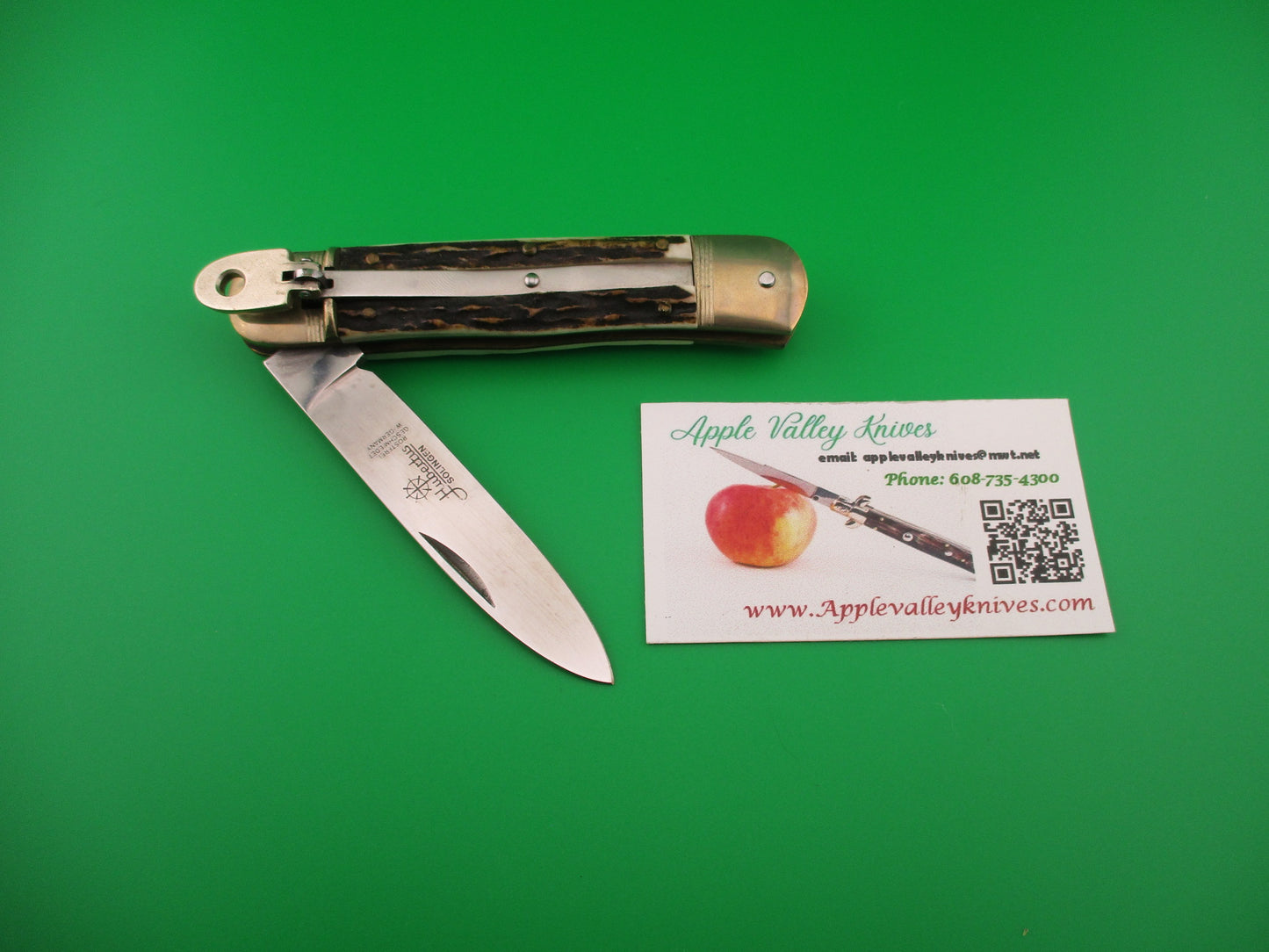 Hubertus SOLINGEN 11cm West German Lever Stag Camper automatic knife