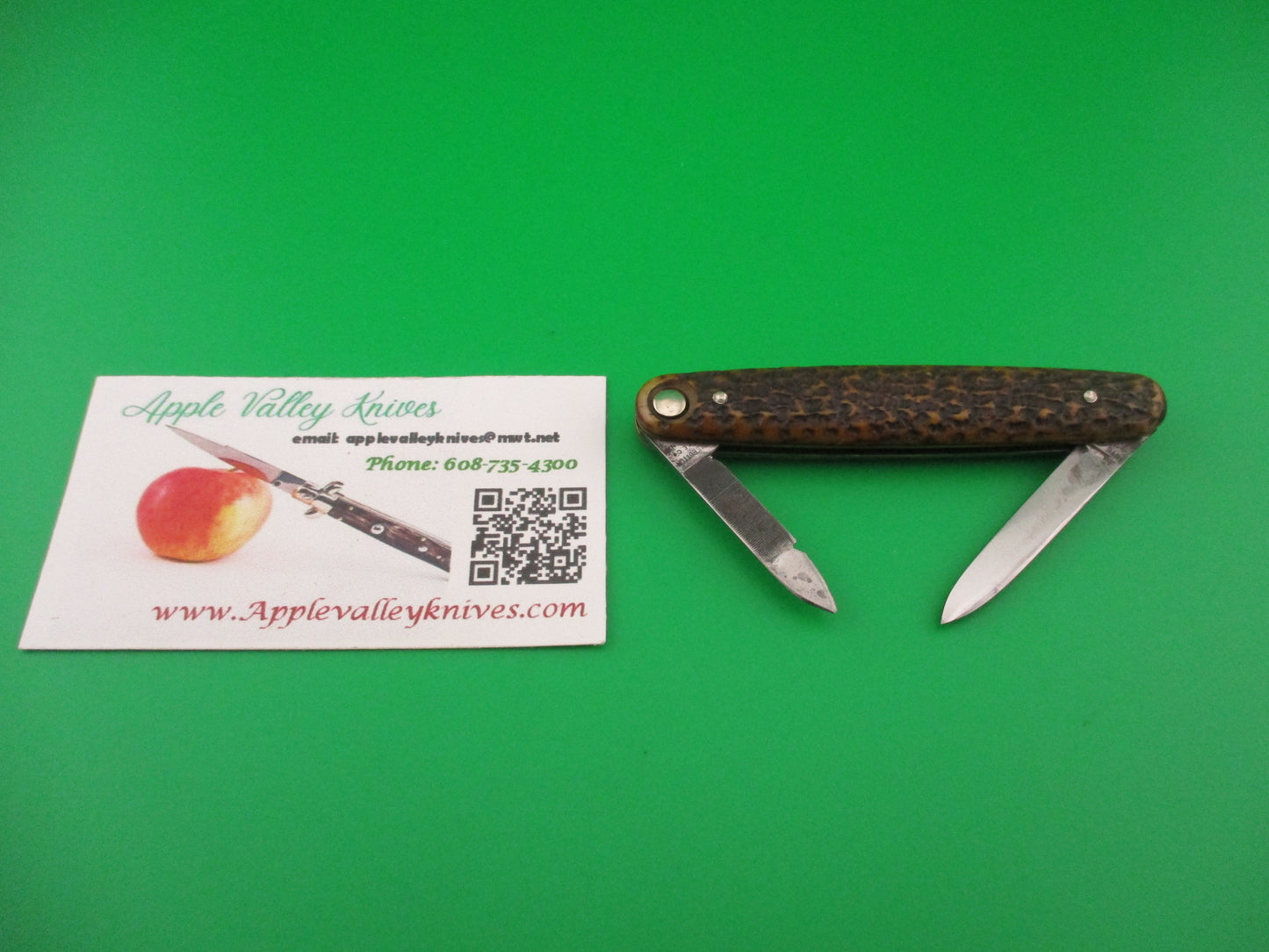 Press Button Knife Co Medium double bone switchblade knife model 100 w file blade