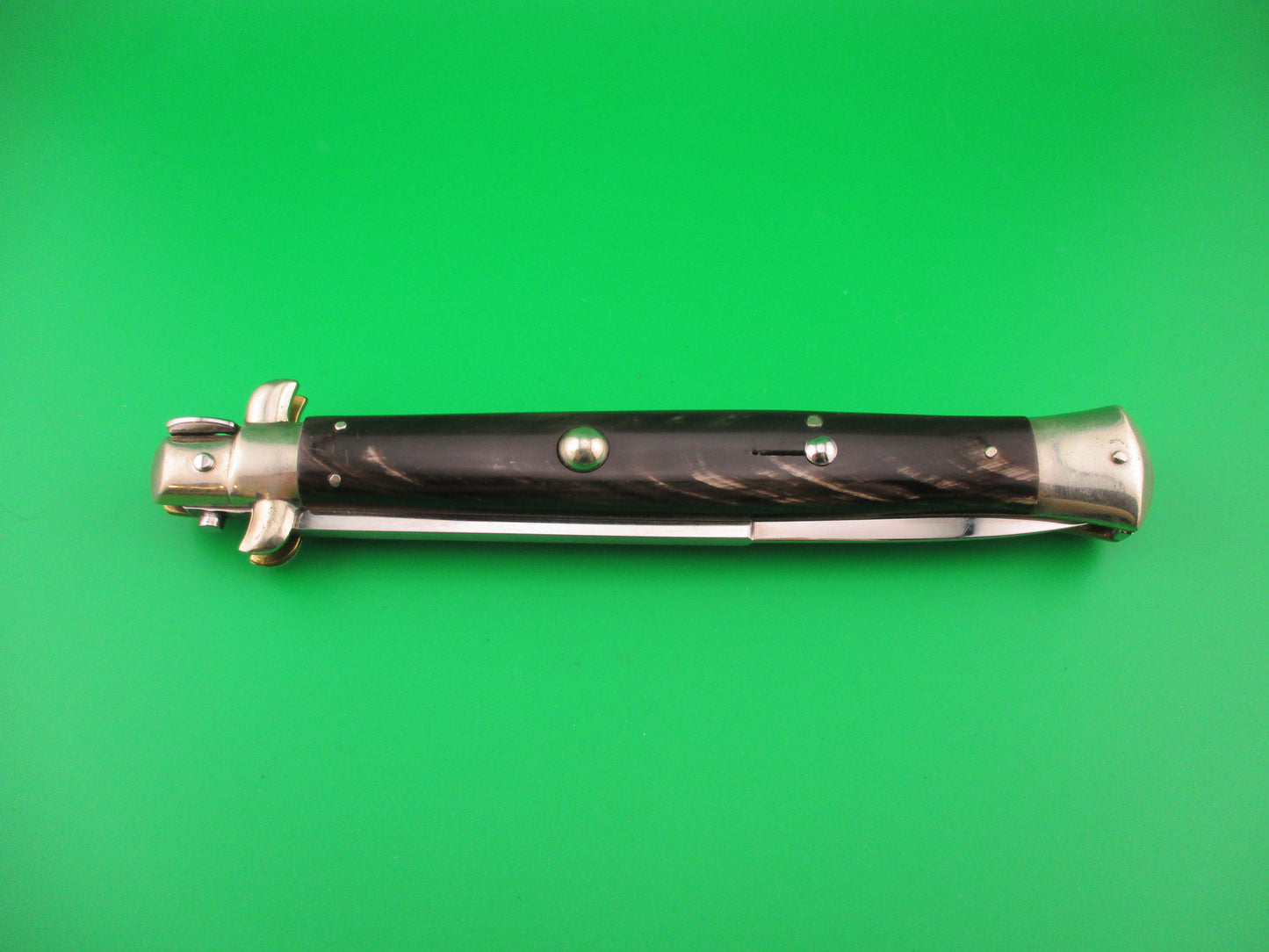 AGA CAMPOLIN 33cm Picklock Stiletto Brown streaked horn NOS automatic knife
