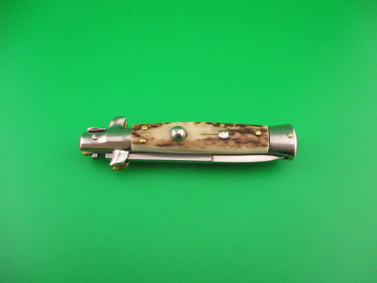 MANIAGO ITALY D.M. Dolphin 18cm Italian Picklock Stag Stiletto automatic knife
