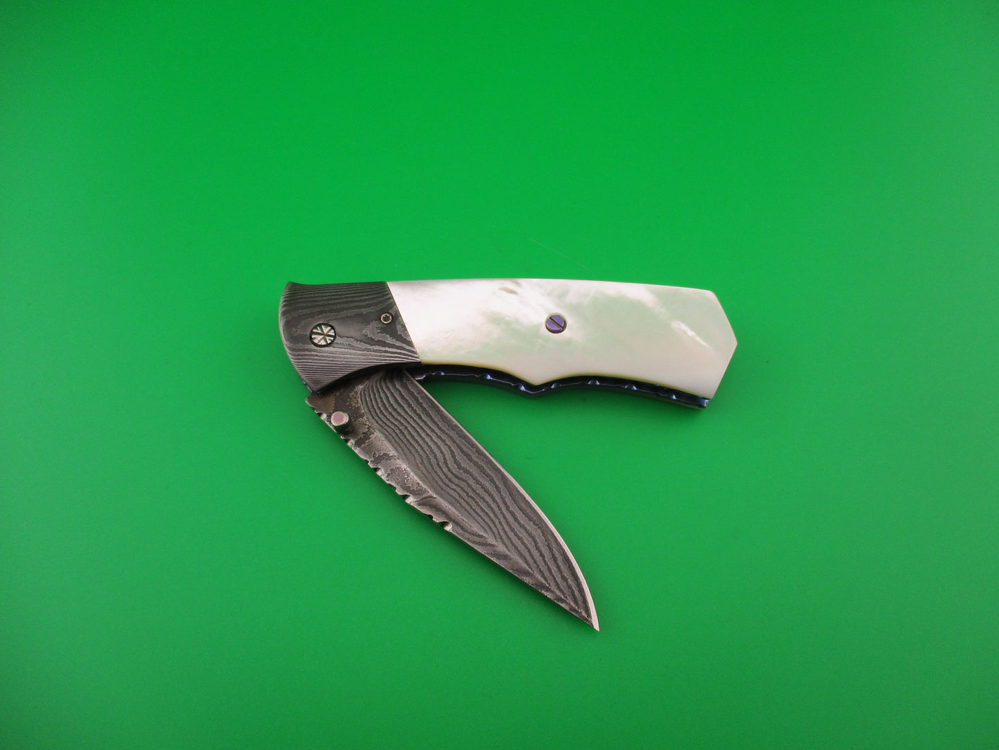 Butch Vallotton CUSTOM MOP Damascus Titanium Scale Release automatic knife