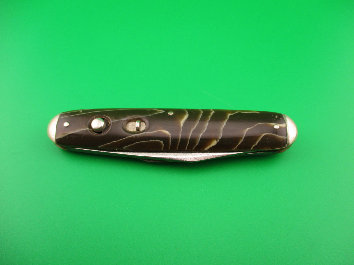 SCHRADE CUT CO Large 3 3/4" Double Coffee & Cream Tip bolster switchblade knife