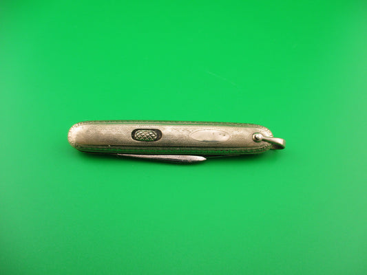 Flylock Small Double 14K White Gold Antique automatic knife with shackle
