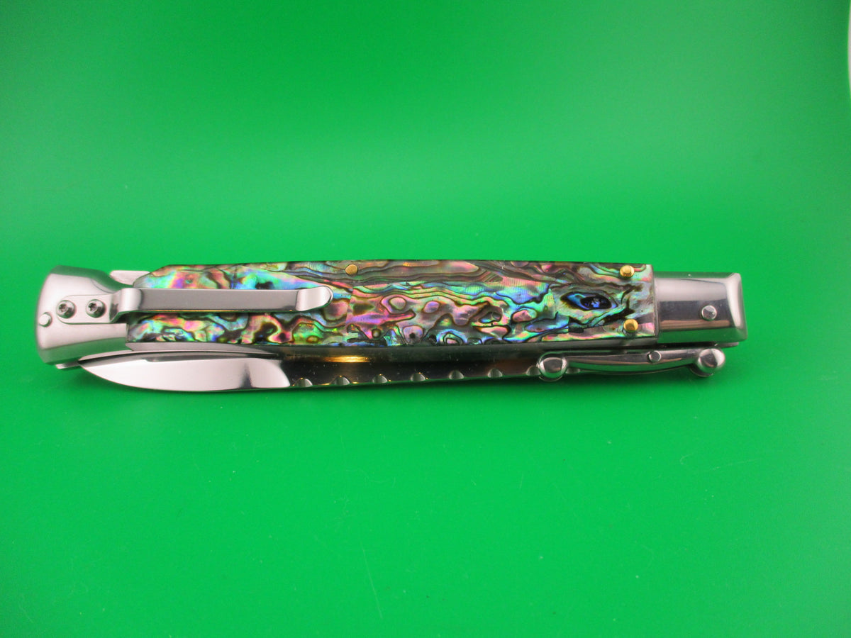 AKC World 28cm Italian style Swing guard lockback Abalone automatic knife