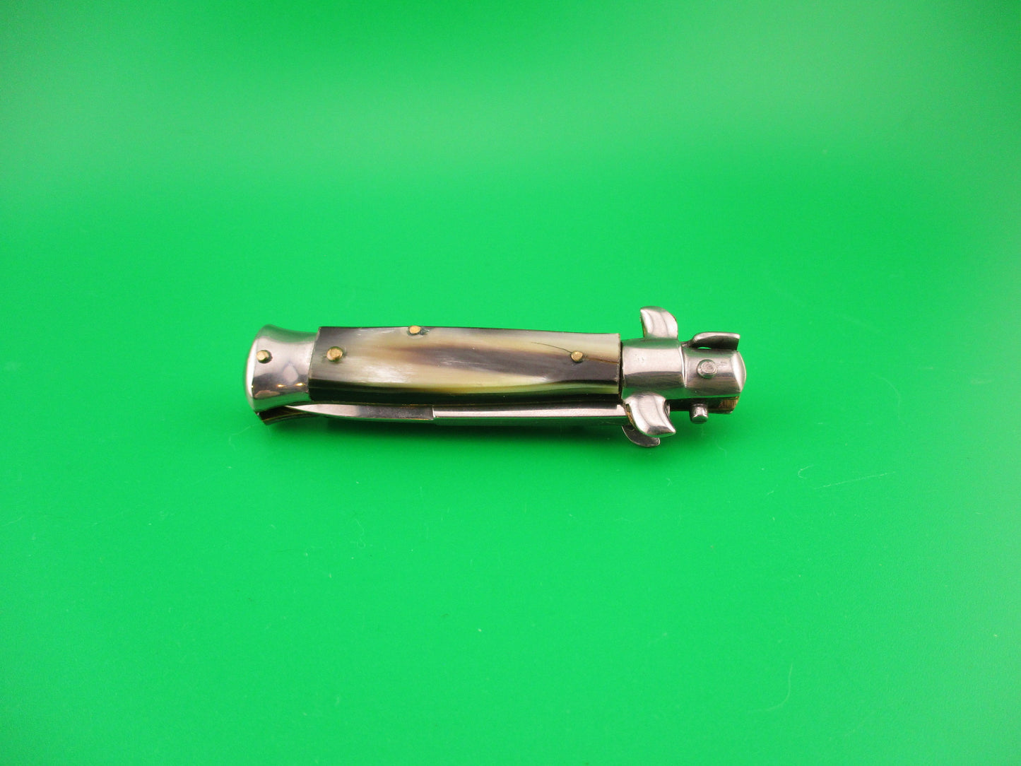 ROSTFREI 14cm Italian Swivel bolster Bayonet Horn automatic knife