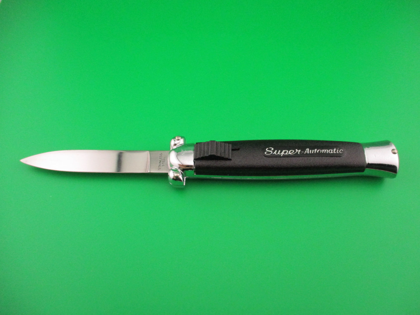 z STAINLESS STEEL 21cm BELL AC-80 Black Super Automatic Secret Agent knife NIB