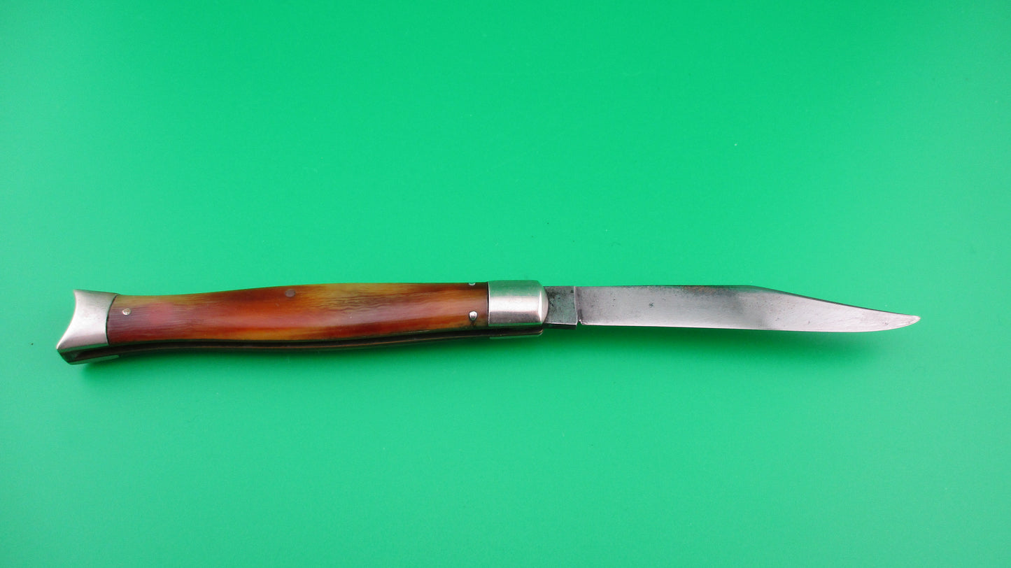 SCHRADE WALDEN Fishtail Horn celluloid w/bolsters #151 switchblade knife