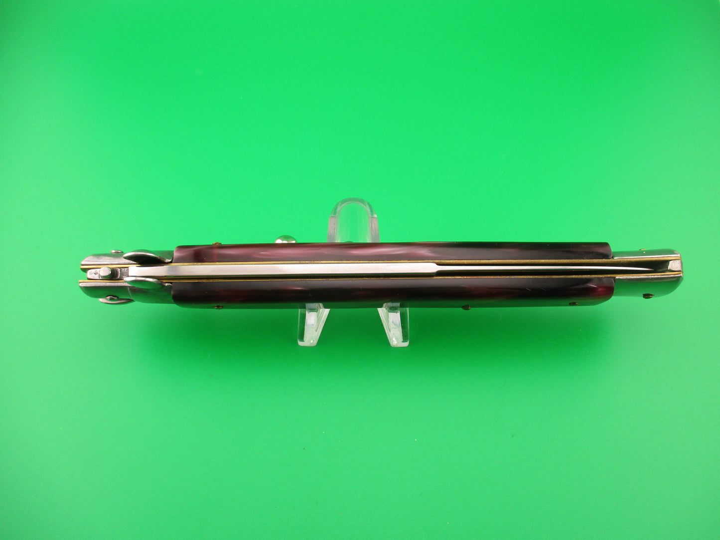 AKC MADE IN ITALY 33cm Italian Swivel Bolster Purple Acrylic automatic knife