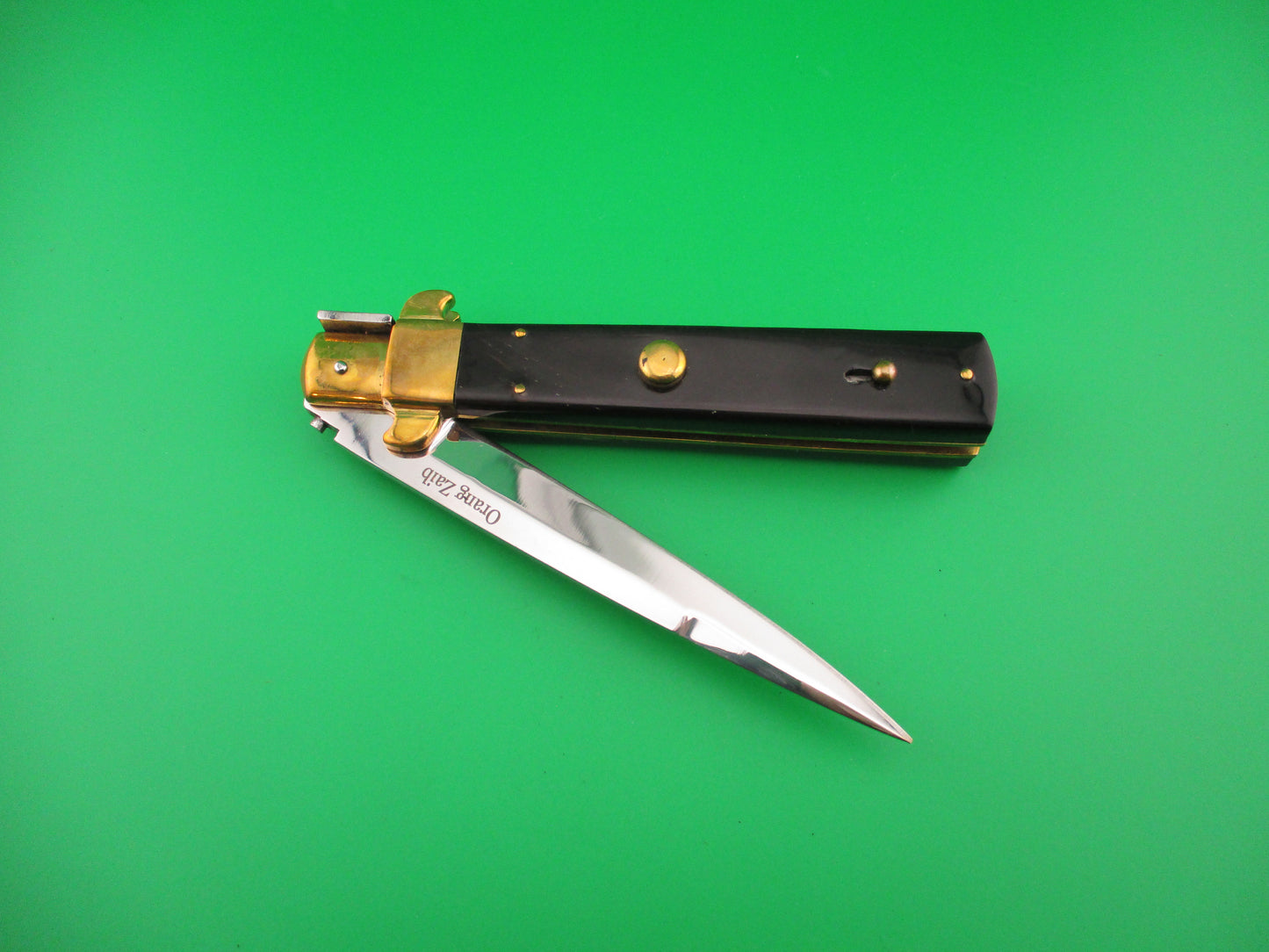 Custom Frosolone Style Horn 26cm Picklock Automatic knife by Orang Zaib