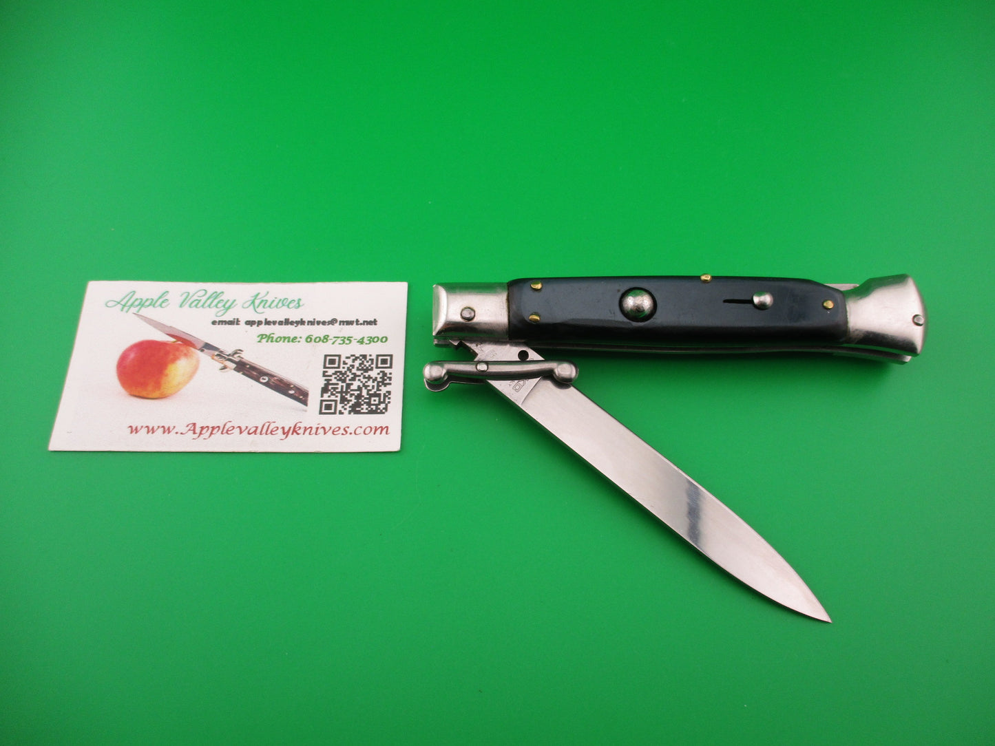 AKC ITALY 23cm Italian Swing Guard Blue/green Acrylic vintage automatic knife
