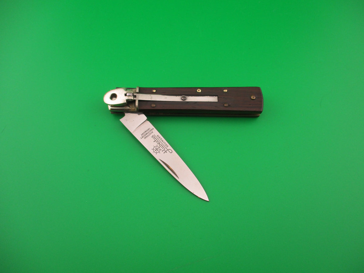 Hubertus 9cm German Lever Slimline Wood scales automatic knife