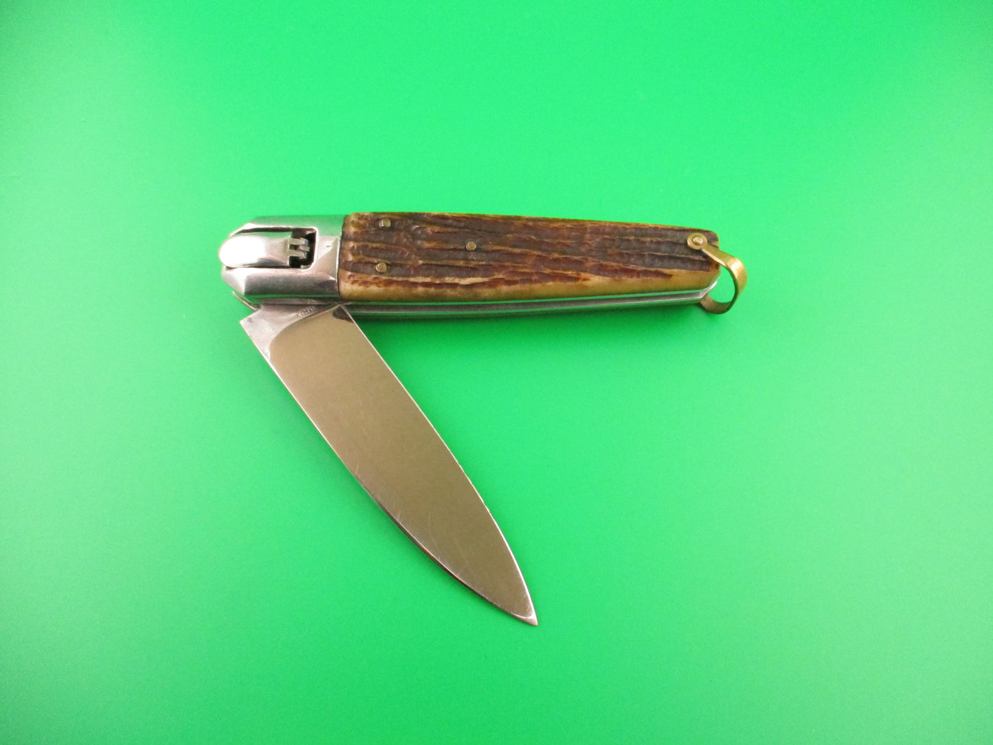 INOX 23cm French Coffin Lever Stag vintage automatic knife
