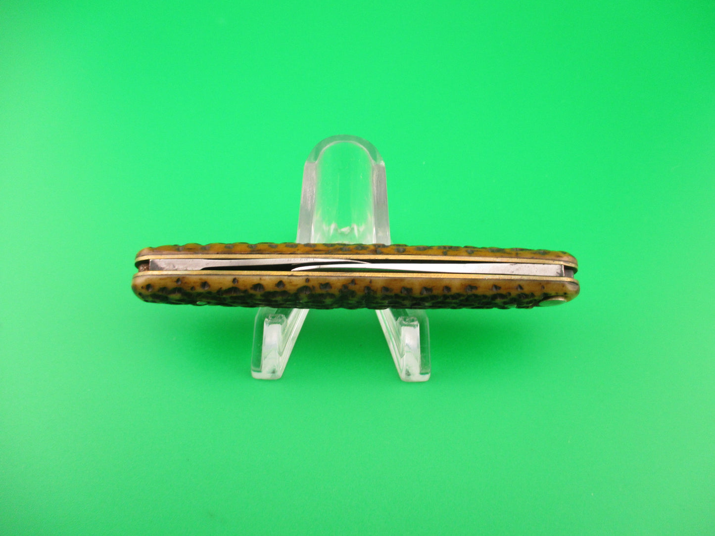 Press Button Knife Co Medium double bone switchblade knife model 100 w file blade