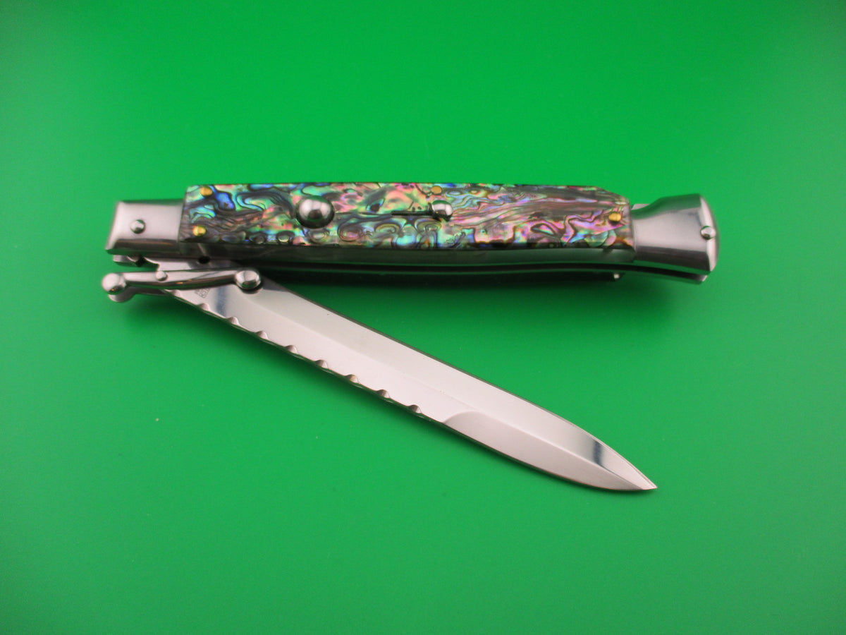 AKC World 28cm Italian style Swing guard lockback Abalone automatic knife