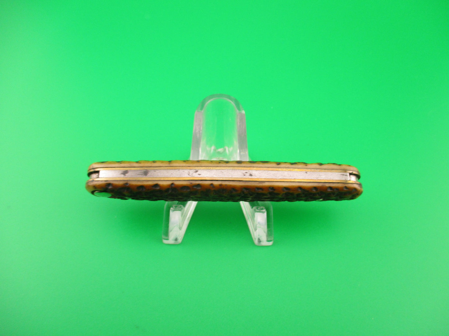 Press Button Knife Co Medium double bone switchblade knife model 100 w file blade