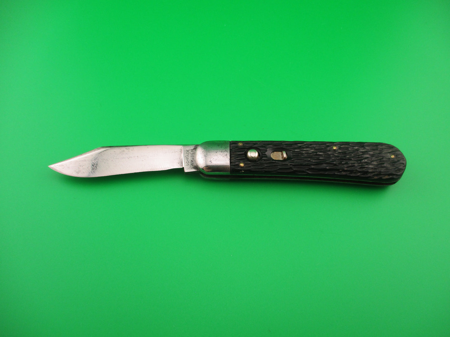 SCHRADE WALDEN NY #155 Scout Black Stagged vintage automatic knife
