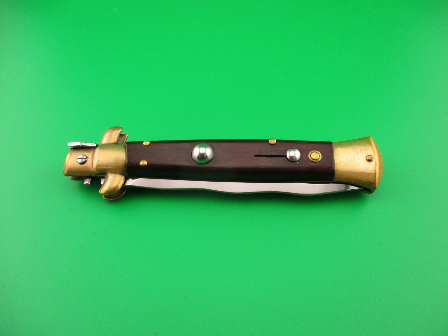 Sterile 23cm Italian Swivel bolster Wood & Brass vintage automatic kit knife