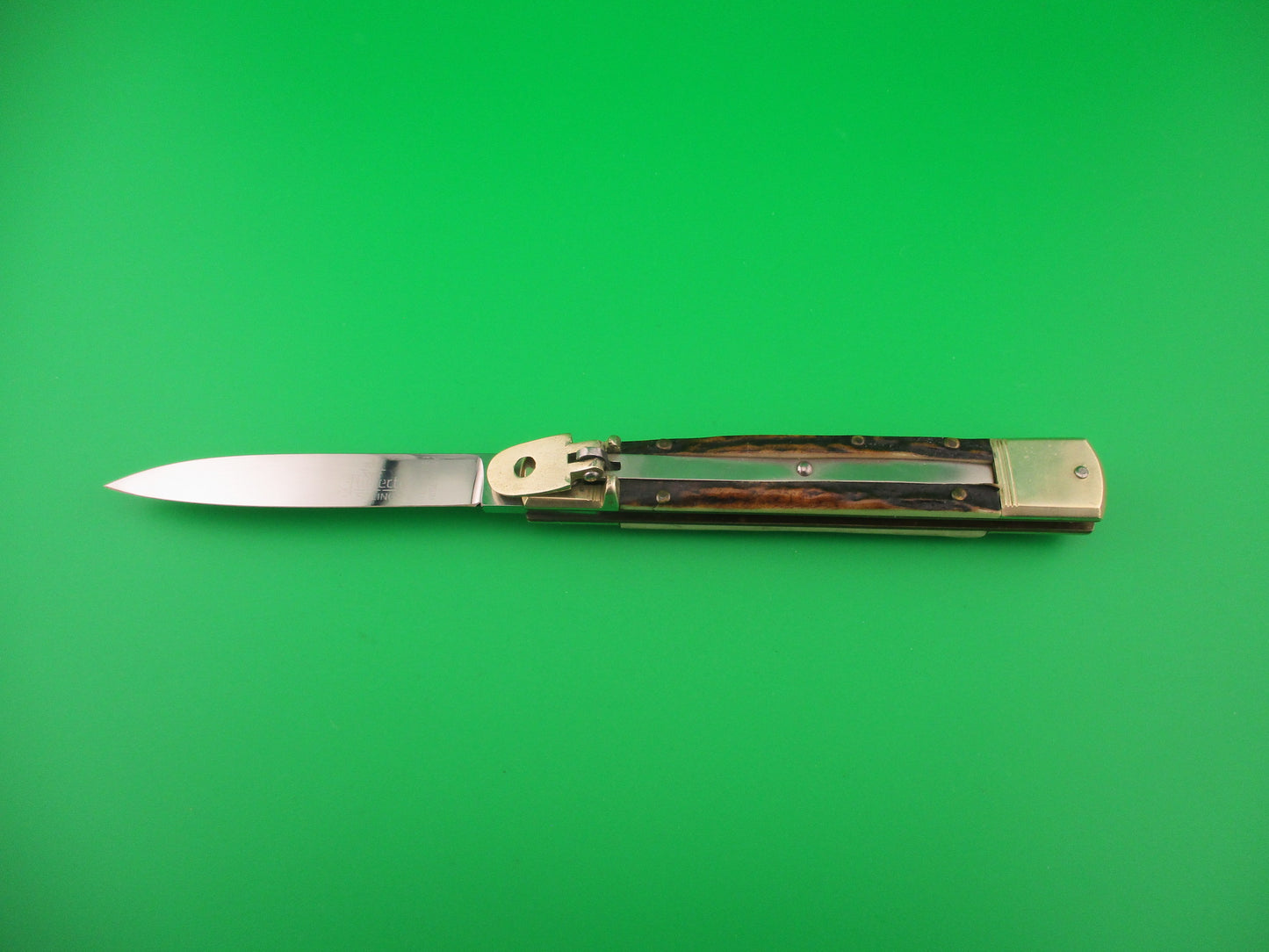 HUBERTUS SOLINGEN ROSTFREI 11cm West German Slimline Lever Stag automatic knife