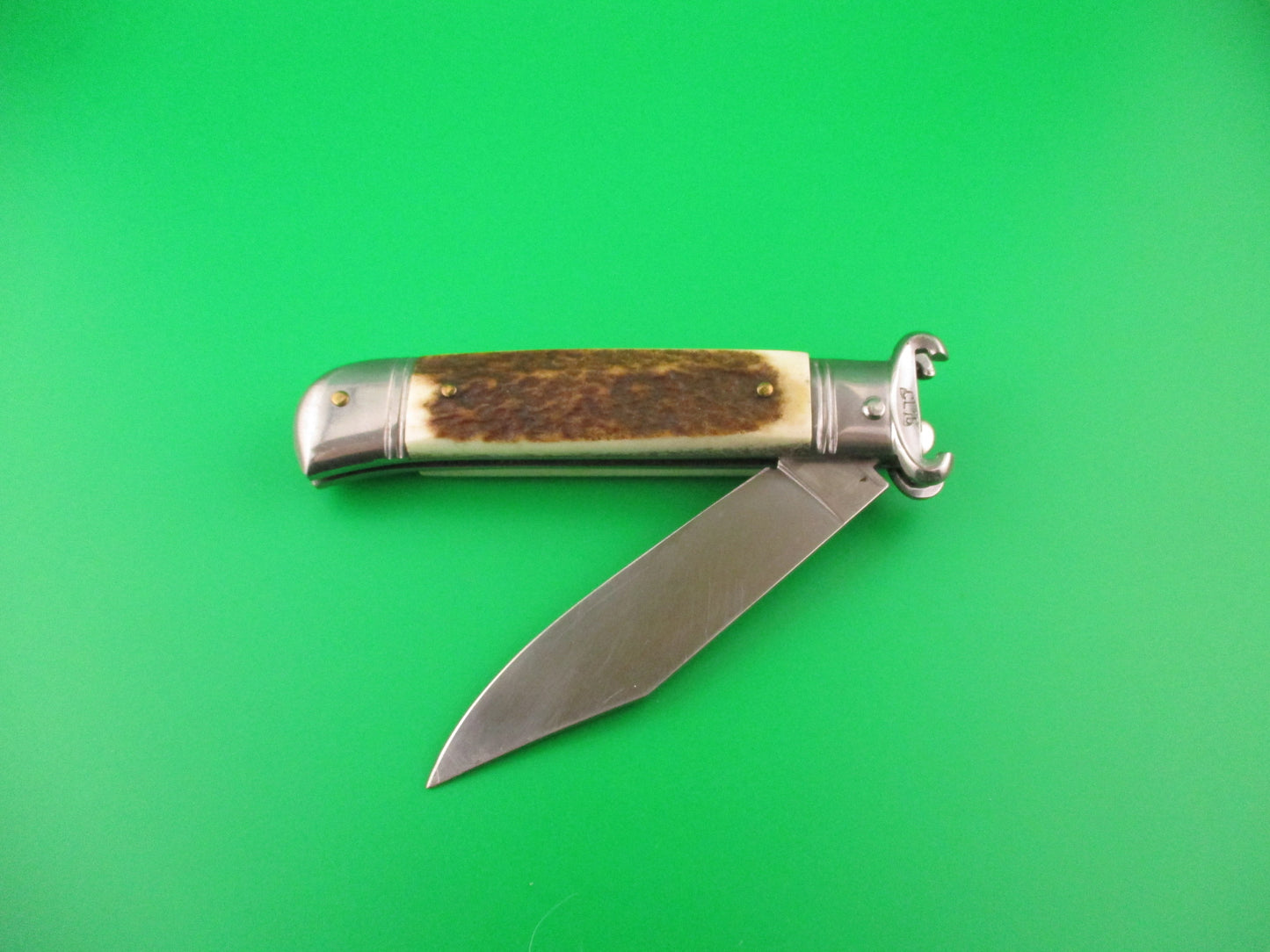 G.O.M. INOX 20cm Italian Shell Puller Stag Lever Johnny Cade style automatic knife