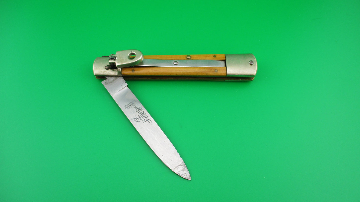 Hubertus SOLINGEN 11cm German Slimline Yellow Lever automatic knife