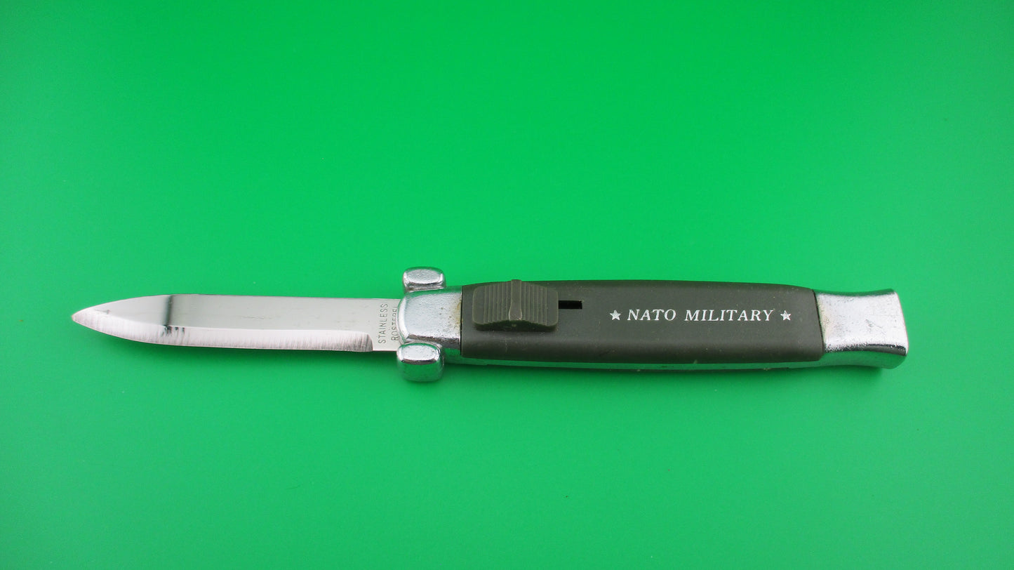 STAINLESS ROSTFREI NATO MILITARY DA OTF 20cm green automatic knife