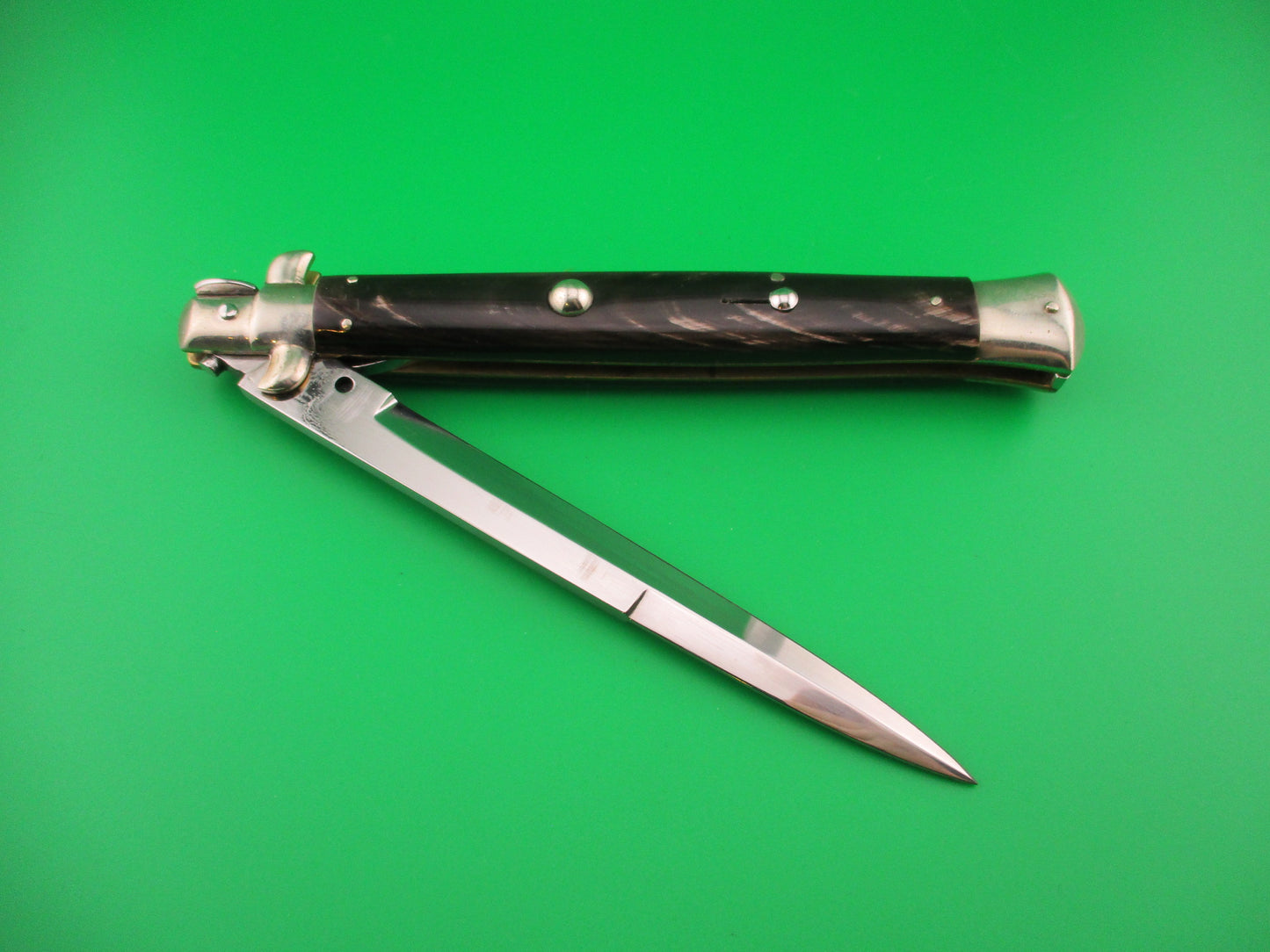 AGA CAMPOLIN 33cm Picklock Stiletto Brown streaked horn NOS automatic knife