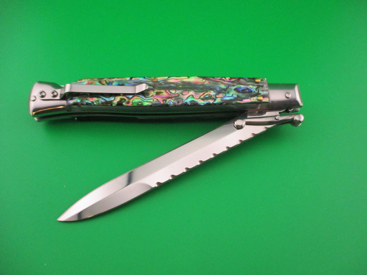 AKC World 28cm Italian style Swing guard lockback Abalone automatic knife