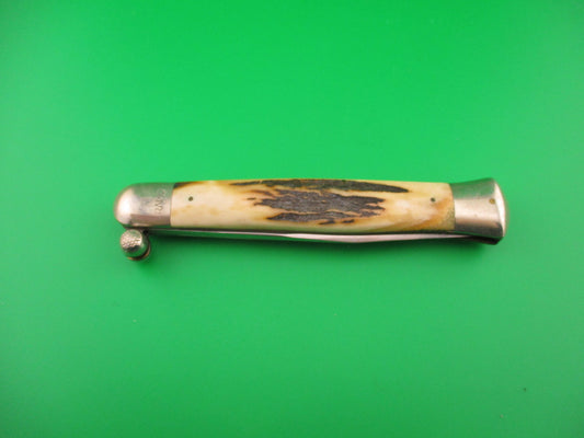 Stainless Steel ITALY 25cm RAPID Italian Stag Knob Flip Open Vintage manual knife