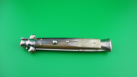 MADE IN ITALY DOLPHIN 28cm Italian Stiletto swivel bolster Honey horn automatic knife