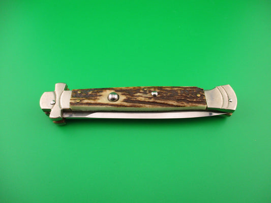 AGA CAMPOLIN 28cm Italian Maltese Stag Dagger crossguard automatic knife