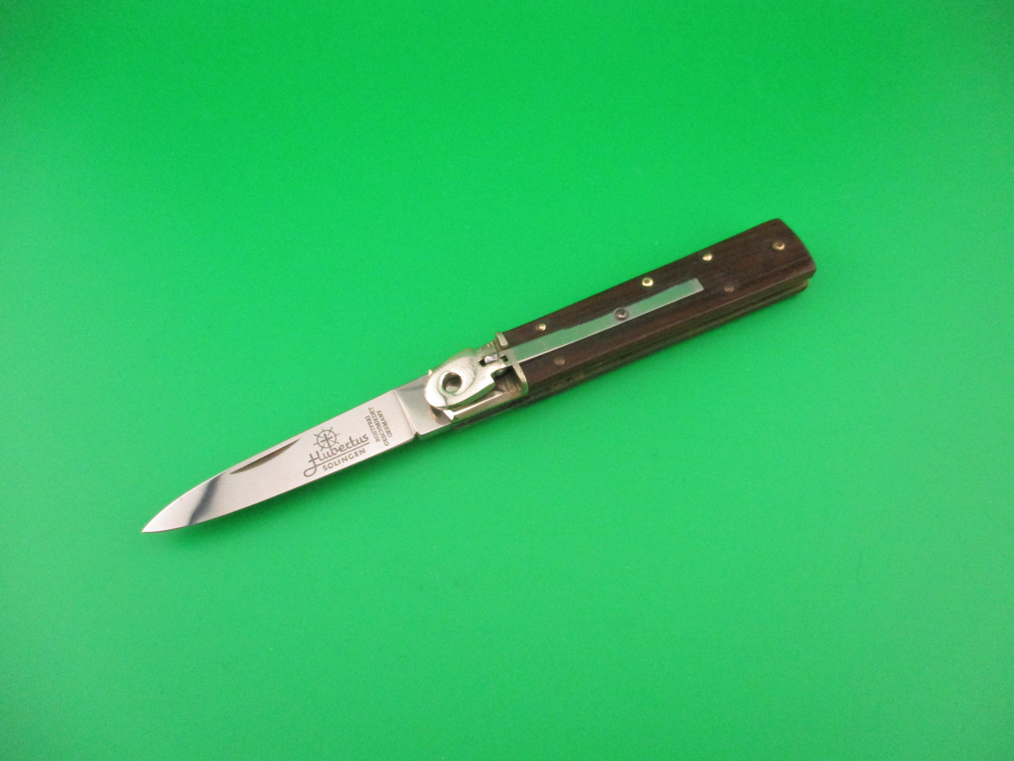 Hubertus 9cm German Lever Slimline Wood scales automatic knife