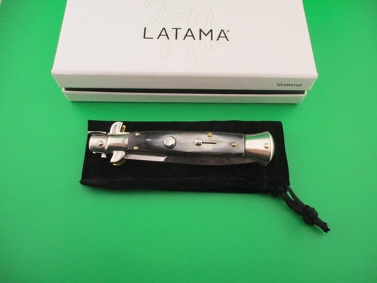 Walt's Latama ITALY (cat stamp) 23cm Italian Flat guard Picklock Brazilian horn automatic knife