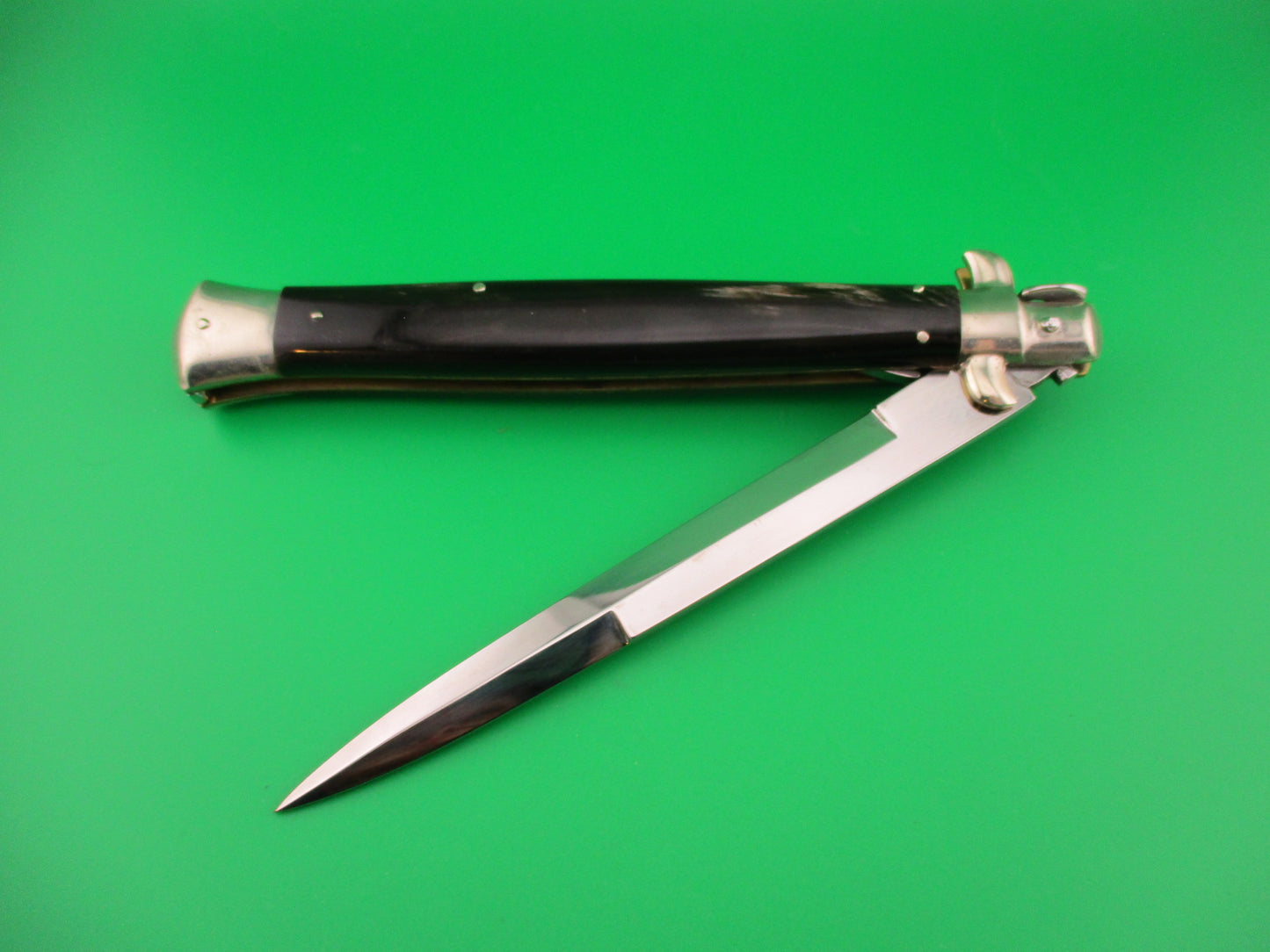 AGA CAMPOLIN 33cm Picklock Stiletto Brown streaked horn NOS automatic knife