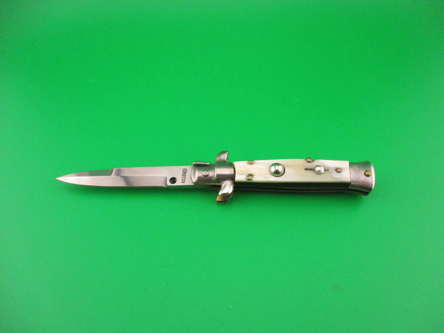 ROSTFREI 14cm Italian Swivel bolster Bayonet Horn automatic knife