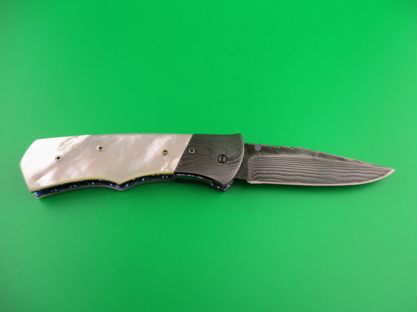 Butch Vallotton CUSTOM MOP Damascus Titanium Scale Release automatic knife