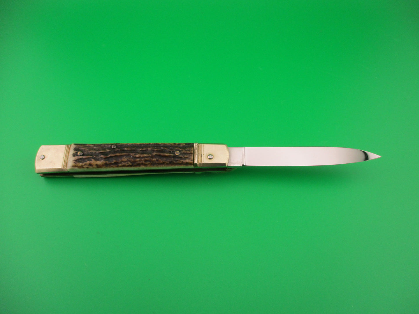 HUBERTUS SOLINGEN ROSTFREI 11cm West German Slimline Lever Stag automatic knife