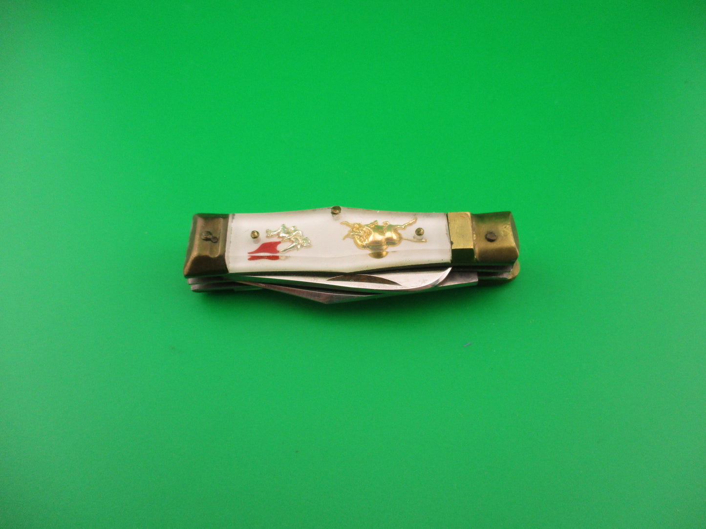 OMOR JAPAN 14cm Japanese Lever Bullfighter RARE 2 blade vintage automatic knife NIB