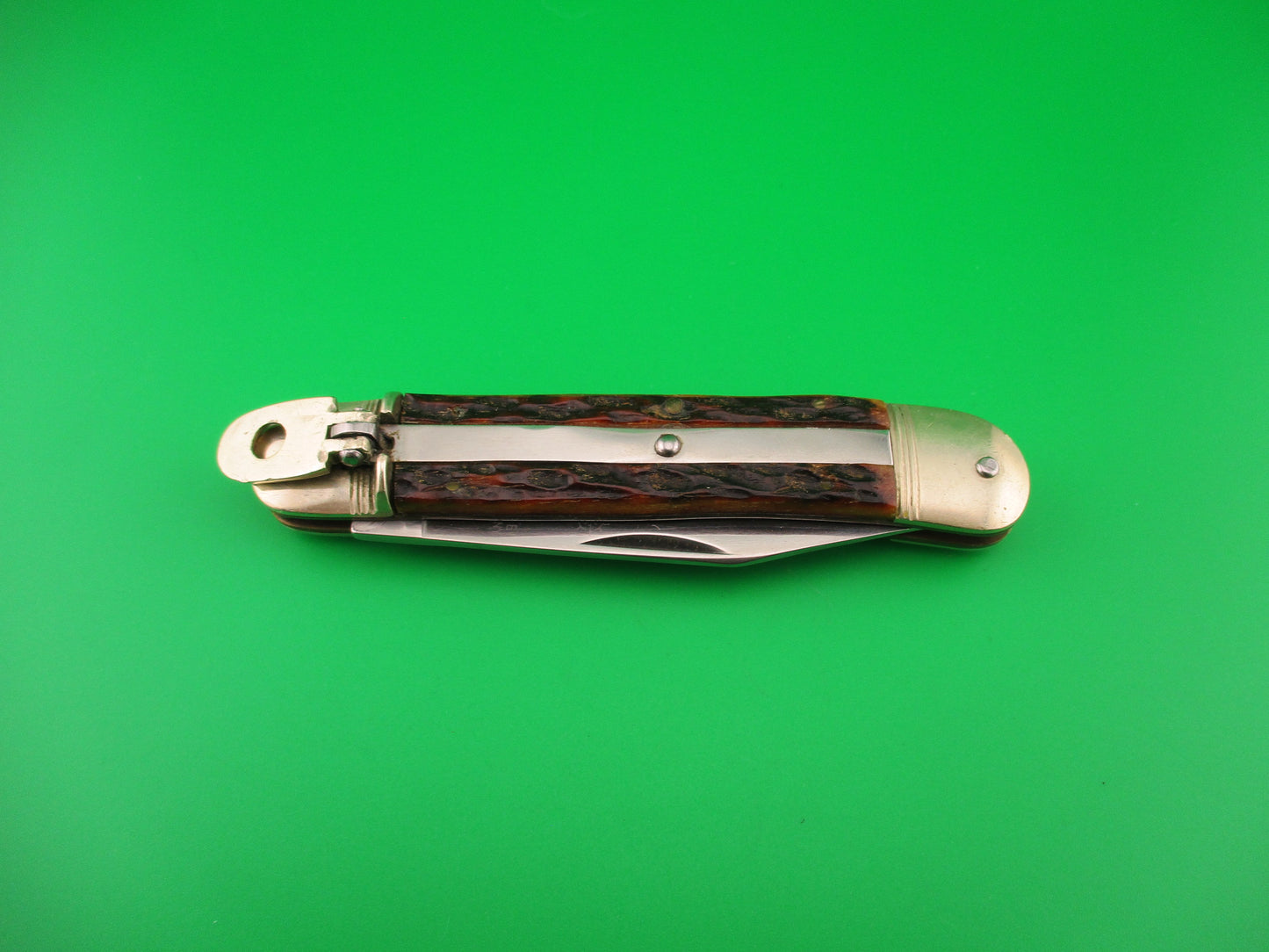 HUBERTUS SOLINGEN 10cm German Lever Jigged bone West Germany automatic knife