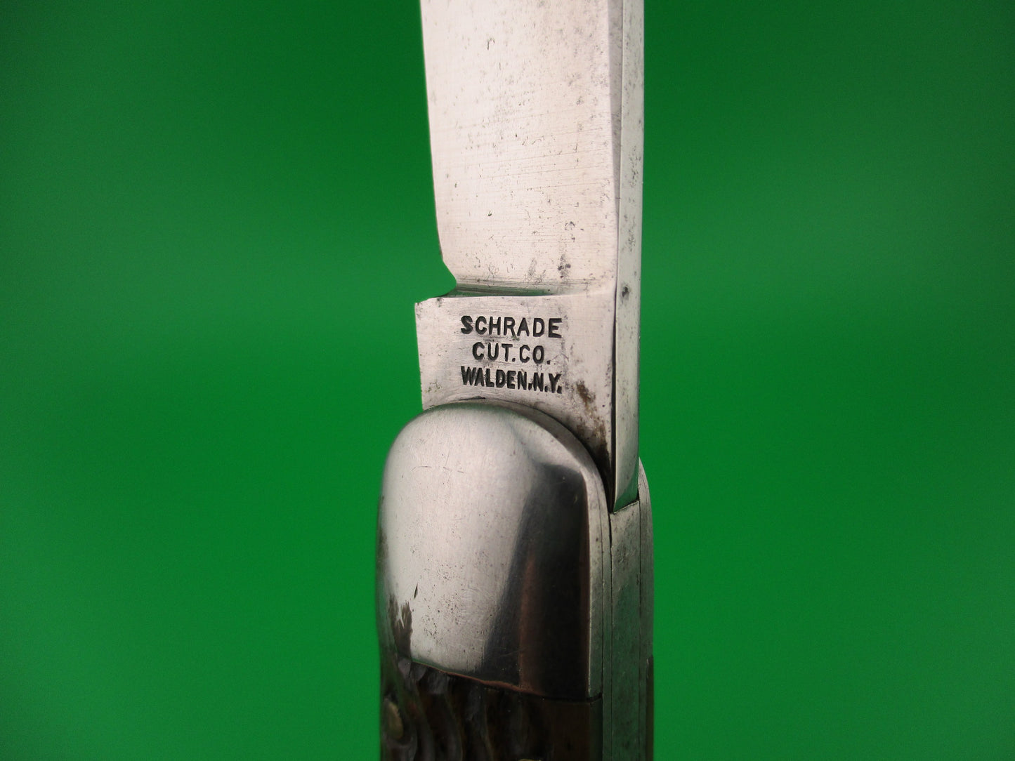 SCHRADE CUT CO Hunter Early 1543 3/4 Jigged Bone antique switchblade knife