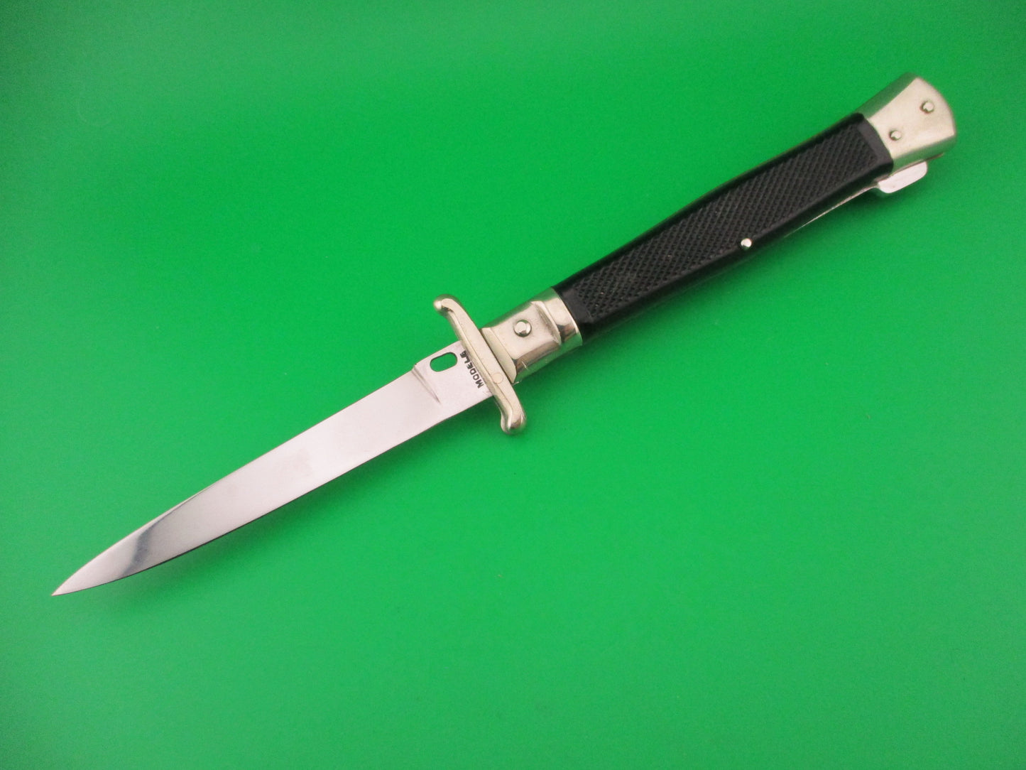 BEGON INOX MODELE DEPOSE 24cm French Swing Guard Black checkered automatic knife