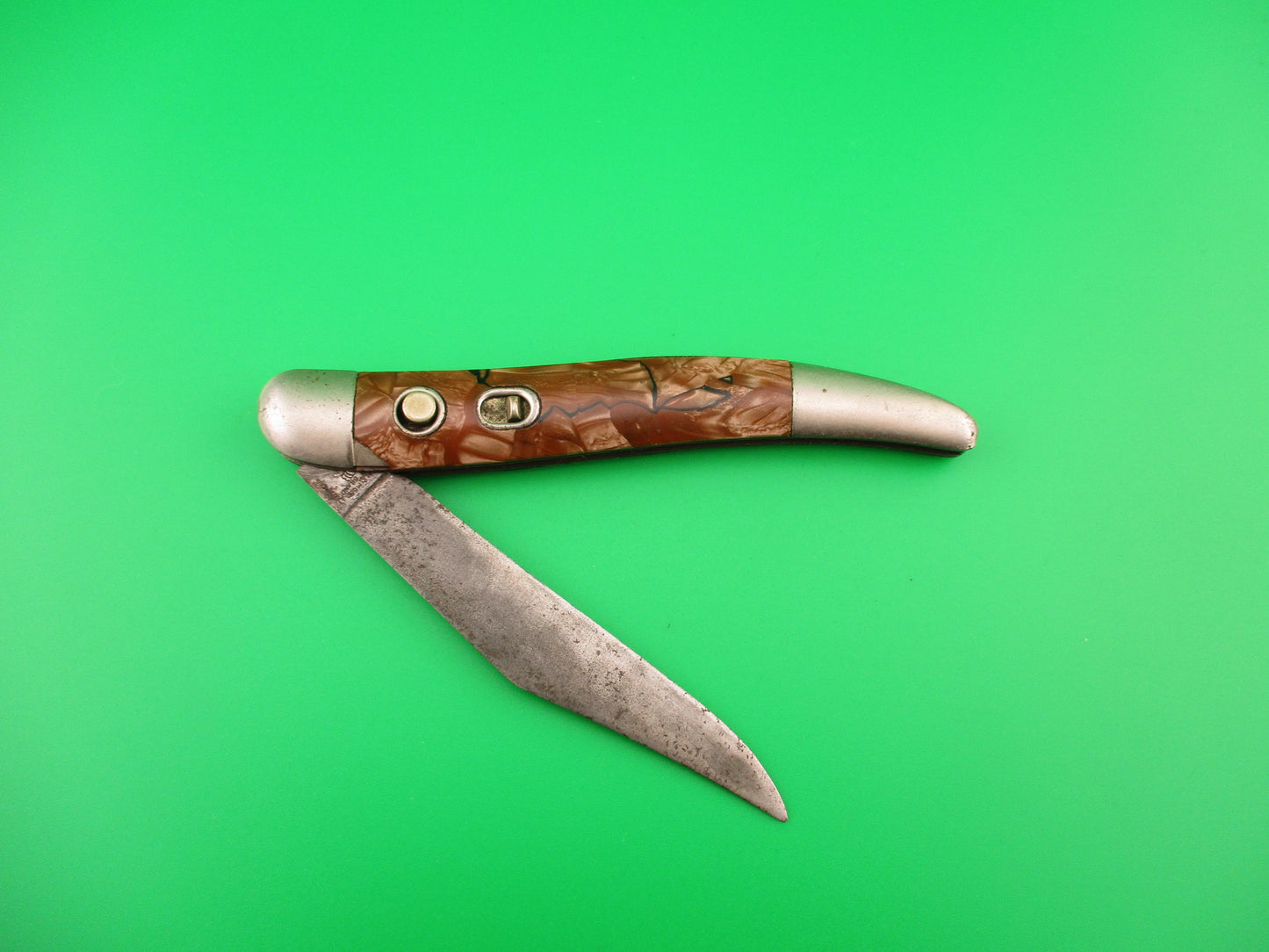 Hammer Brand Imperial Toothpick Copper swirl black streaked vintage switchblade