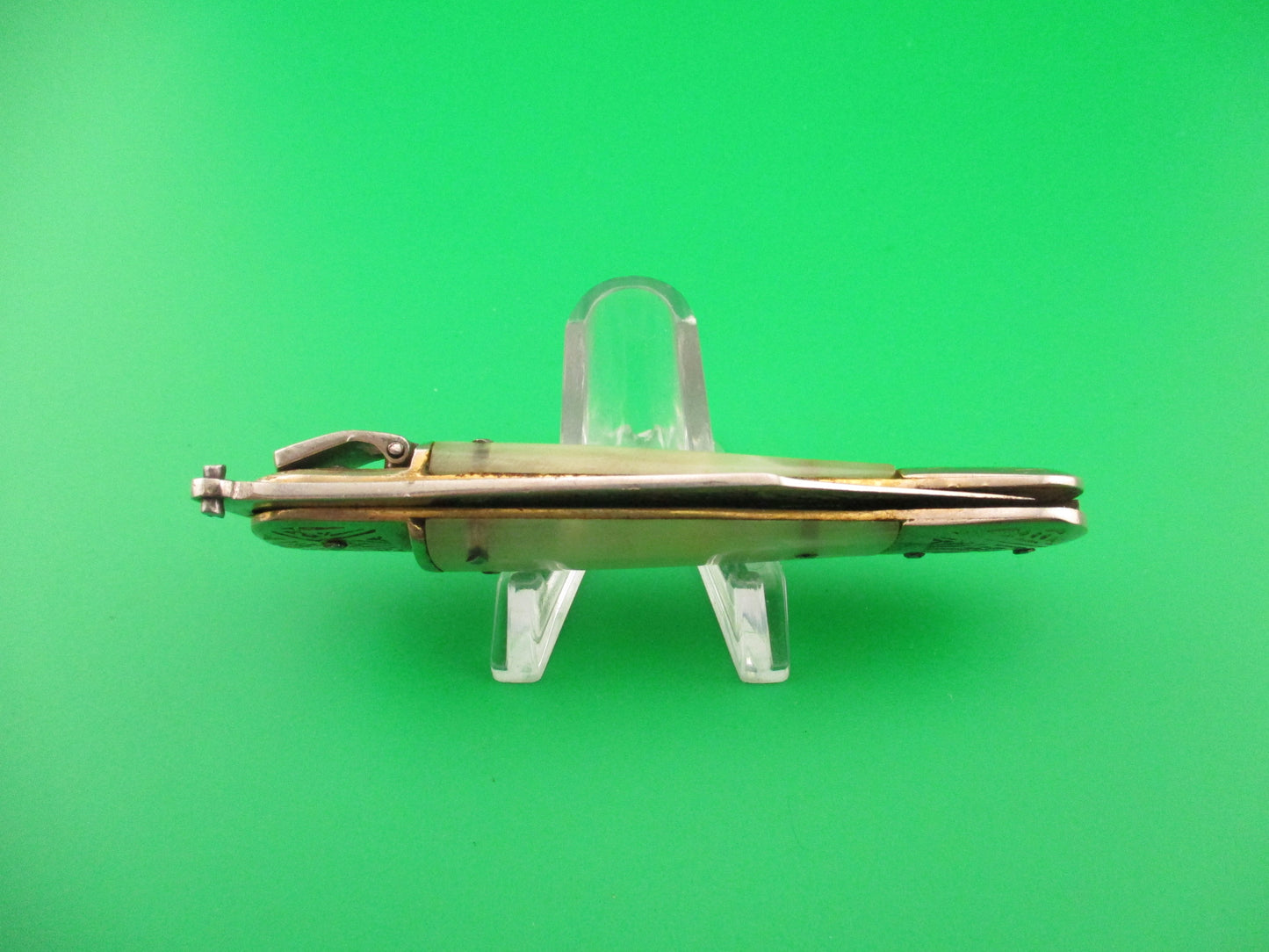 TOLEDO 17cm Spanish Vintage Pearl Lever Tourist automatic knife painted blade