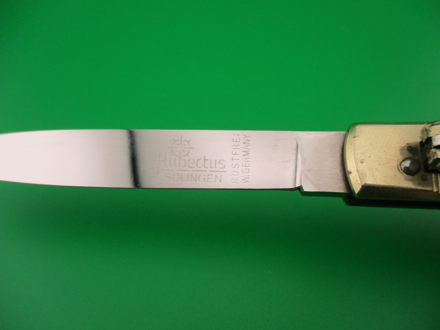 HUBERTUS SOLINGEN ROSTFREI 11cm West German Slimline Lever Stag automatic knife
