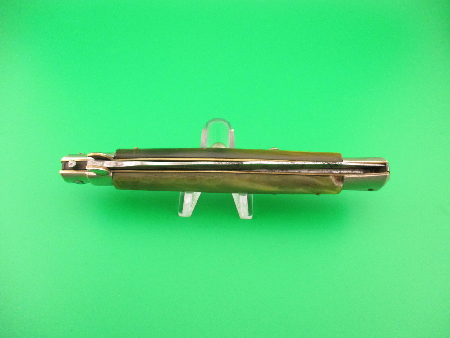 Latama ITALY 28cm Italian Picklock Kris 1950s Cream & Green horn vintage automatic knife